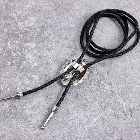 2 PCS Bolo Tie ، Vintage Necktie Round Forme Western Cowboy Oval Cool Retro Bola Tie Assume Assumeory for Men Women in Kuwait