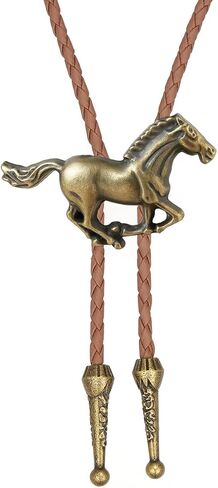 joxevyia Horse Bolo Tie Western Cowboy Necktie للرجال نساء قابلة للتعديل الحبل الجلدي البني القابل للتعديل in Kuwait