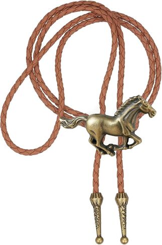 joxevyia Horse Bolo Tie Western Cowboy Necktie للرجال نساء قابلة للتعديل الحبل الجلدي البني القابل للتعديل in Kuwait