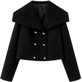 KEOMUD Women's Fall Winter Elegant Short Length Pea Coat,Fashion Oversized Peter Pan Collar Wool Coats for Daily Wear in Kuwait