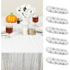 fuangui 6 حزمه 35x120 بوصه حكيم الأخضر الجبن الجدول عداء 10ft لاستحمام الطفل حفل زفاف عيد ميلاد سقوط الديكور ، بوهو الشاش النسيج ريفي محض رومانسية الجبن القماش الجدول عداء in Kuwait