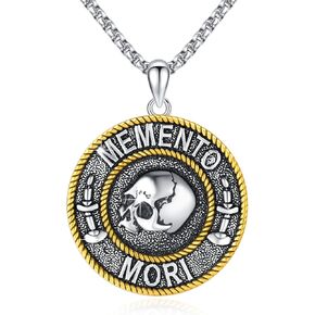 YueYuan تذكار موري قلادة 925 فضة الجمجمة قلادة الرجعية القوطية قلادة تذكار موري مجوهرات هدايا للرجال in Kuwait