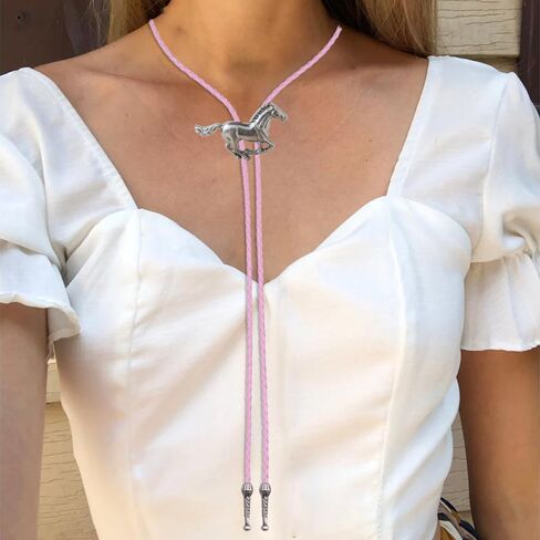 joxevyia Horse Bolo Tie Western Cowboy Necktie للرجال نساء قابلة للتعديل الحبل الجلدي البني القابل للتعديل in Kuwait