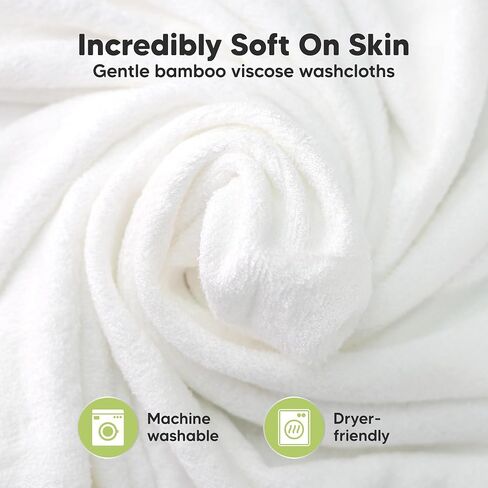 6-Pack Baby Washcloths, Soft Absorbent Washcloths for Face, Body (White) | Viscose from Bamboo Washcloths, Baby Towels, Newborn, Kids, Toddlers, Infant, Gentle on Sensitive Skin, 10x10, Reusable in Saudi Arabia