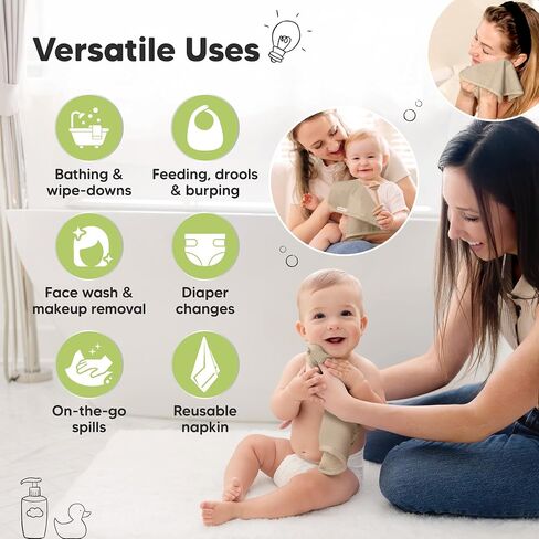 6-Pack Baby Washcloths, Soft Absorbent Washcloths for Face, Body (White) | Viscose from Bamboo Washcloths, Baby Towels, Newborn, Kids, Toddlers, Infant, Gentle on Sensitive Skin, 10x10, Reusable in Saudi Arabia