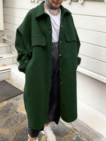 Utcoco Womens Winter Wool Coat Coat Label Twlar Single Single Breadted Wool Coat مع جيوب in Saudi Arabia
