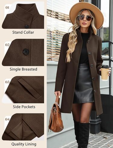 WINDAN WINTER SONED BERIASTED PEA COAT CASTAD CASALAN CARLAR OVEROATE COLLOCK CLASSION in Kuwait