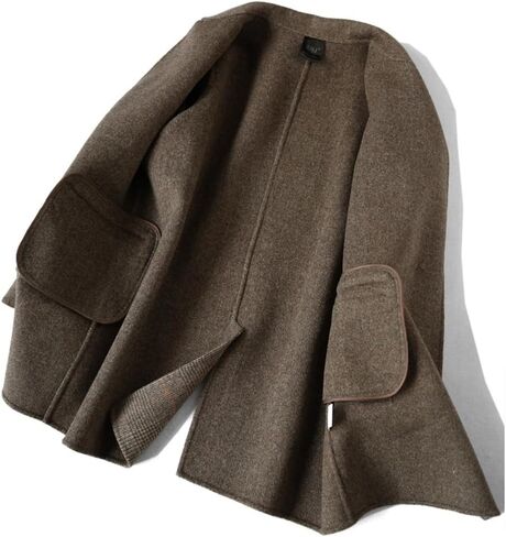 Womens Wool Trench Coats Autumn Winter Wool Plaid Coat Mid-Length Woolen Overcoat Jackets Outwear in Saudi Arabia