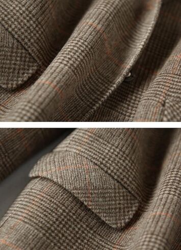 Womens Wool Trench Coats Autumn Winter Wool Plaid Coat Mid-Length Woolen Overcoat Jackets Outwear in Saudi Arabia