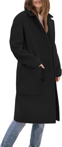 IDEALSANXUN Womens Fall Winter Wool Coats Double Breasted Trench Coats Peacoat in Saudi Arabia