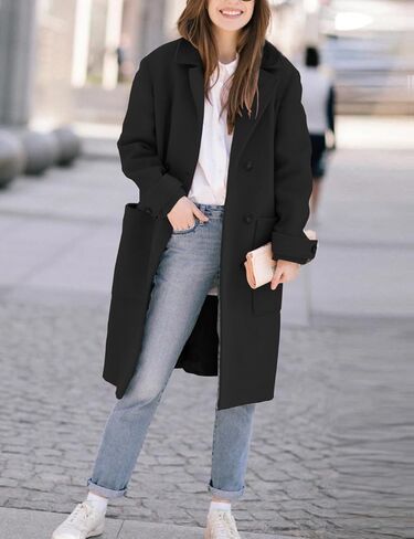 IDEALSANXUN Womens Fall Winter Wool Coats Double Breasted Trench Coats Peacoat in Saudi Arabia