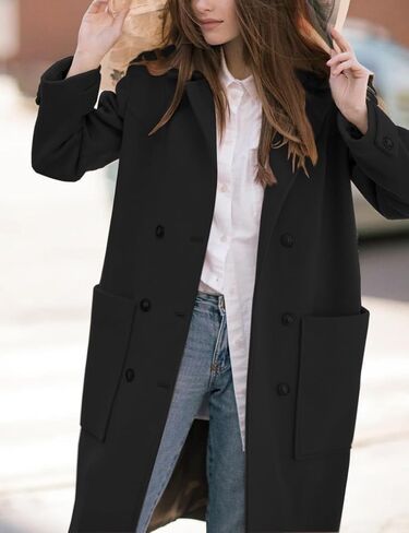 IDEALSANXUN Womens Fall Winter Wool Coats Double Breasted Trench Coats Peacoat in Saudi Arabia