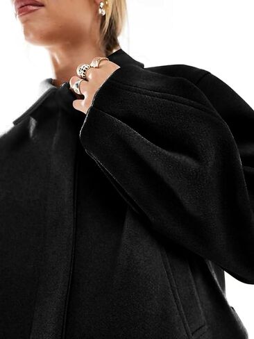 Cicy Bell Womens Cropped Pea Coat Casual Button Down Short Jackets Fall Winter Outerwear in Saudi Arabia
