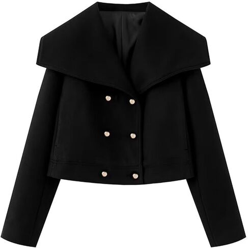 KEOMUD Women's Fall Winter Elegant Short Length Pea Coat,Fashion Oversized Peter Pan Collar Wool Coats for Daily Wear in Kuwait