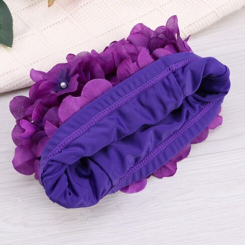 POPETPOP Flower Swim Cap - Floral Retro Swim Cap for Women, Funny Swim Cap for Long, Short Hair, Sport Swim Cap for Swimming Pool, Beach, Vacation(Purple) in Saudi Arabia