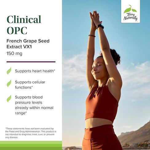 Terry Naturally Clinical OPC - Cardiovascular Health & Focus Support Supplement - Dietary Supplement with Grape Seed Extract & Sunflower Lecithin - Immune Support - 150 mg, 60 Softgels (Pack of 2) in Kuwait
