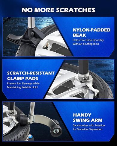Orion Motor Tech Electric Tyre Changer Machine ، آلة تغيير الإطارات المزدوجة ARM ARM لشاحنة سيارات الدفع الرباعي سيارات الدفع الرباعي ، آلة إزالة الإطارات التلقائي لـ 41.3in dia مع قاطع حبة ومقياس ضغط in Kuwait