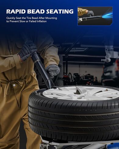 Orion Motor Tech Electric Tyre Changer Machine ، آلة تغيير الإطارات المزدوجة ARM ARM لشاحنة سيارات الدفع الرباعي سيارات الدفع الرباعي ، آلة إزالة الإطارات التلقائي لـ 41.3in dia مع قاطع حبة ومقياس ضغط in Kuwait