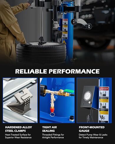 Orion Motor Tech Electric Tyre Changer Machine ، آلة تغيير الإطارات المزدوجة ARM ARM لشاحنة سيارات الدفع الرباعي سيارات الدفع الرباعي ، آلة إزالة الإطارات التلقائي لـ 41.3in dia مع قاطع حبة ومقياس ضغط in Kuwait