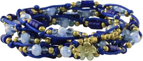 Novica Artisan Handmade Beaded Wrap Bracelet Blue Calcite Glass من Thailand Brass [36 في Min L x 37 في Max L 6 Mm W] "Party" in Saudi Arabia