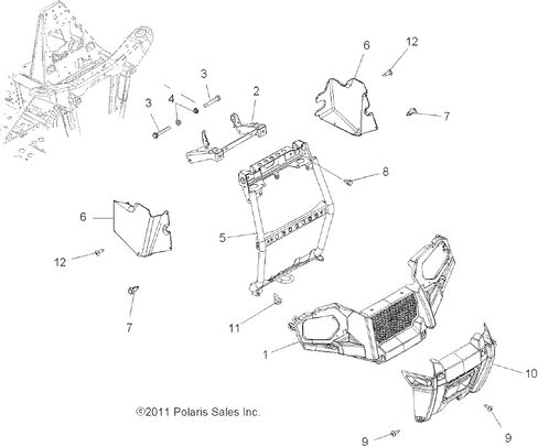 Polaris ATV Radiator Bracket, Upper, Black, Genuine OEM Part 5255572-329, Qty 1 in Saudi Arabia