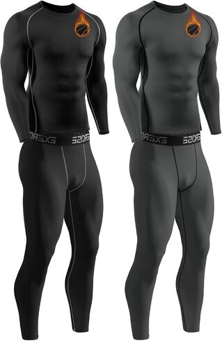 2 Packs Compression Set Men Thermal Underwear for Men Long Johns for Mens Thermals Top and Bottom Set in Saudi Arabia