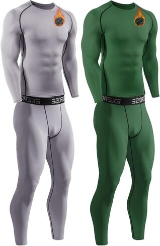 2 Packs Compression Set Men Thermal Underwear for Men Long Johns for Mens Thermals Top and Bottom Set in Saudi Arabia