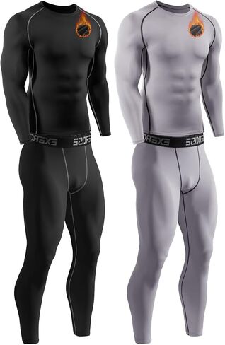 2 Packs Compression Set Men Thermal Underwear for Men Long Johns for Mens Thermals Top and Bottom Set in Saudi Arabia