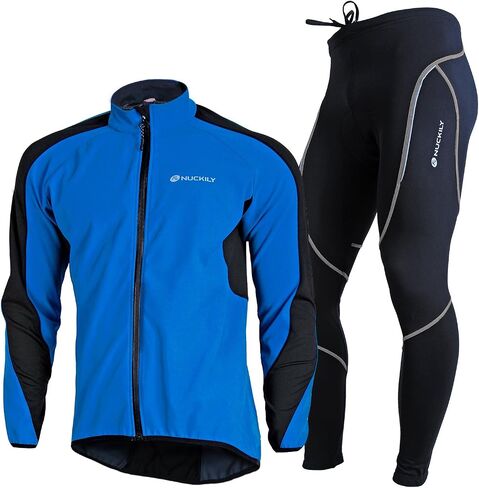 Mens Cycling Suit Windproof Winter Thermal Fleece Sportswear Clothing Set Riding Jersey Jacket & 3D Padded Pants Trousers in Saudi Arabia