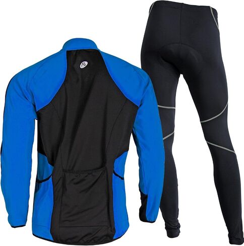 Mens Cycling Suit Windproof Winter Thermal Fleece Sportswear Clothing Set Riding Jersey Jacket & 3D Padded Pants Trousers in Saudi Arabia