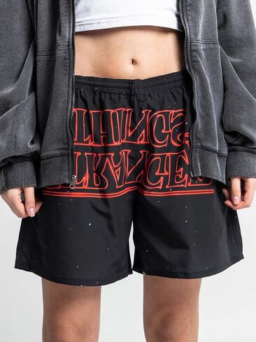 Stranger Things Upside Down Starry Logo Adult Black Lounge Shorts in Saudi Arabia
