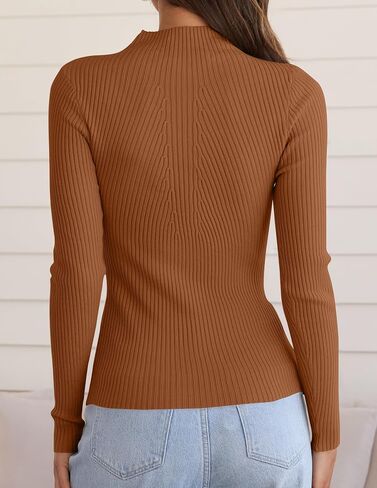 ZESICA Women's 2025 Fall Long Sleeve Turtleneck T Shirt Ribbed Knit Sweater Slim Fit Basic Casual Tee Tops in Saudi Arabia