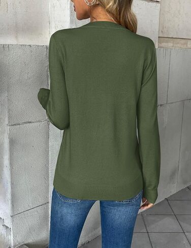 Zeagoo Women's 2025 Fall V Neck Sweater Trendy Long Sleeve Casual Lightweight Ribbed Knit Pullover Tops in Saudi Arabia