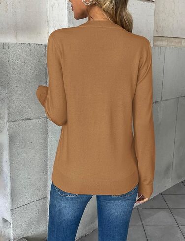 Zeagoo Women's 2025 Fall V Neck Sweater Trendy Long Sleeve Casual Lightweight Ribbed Knit Pullover Tops in Saudi Arabia
