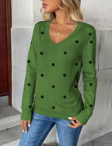Zeagoo Women's 2025 Fall V Neck Sweater Trendy Long Sleeve Casual Lightweight Ribbed Knit Pullover Tops in Saudi Arabia