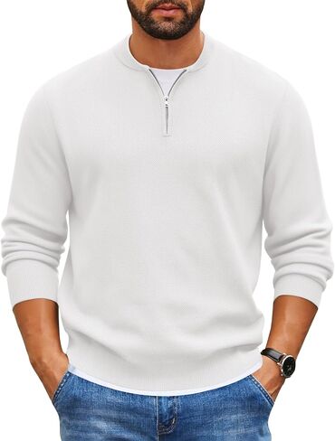 Coofandy Mens Quarter Zip Pullover Slim Fit Sweater Sweater Sweater Lightweight Mock Dick Sendents in Saudi Arabia