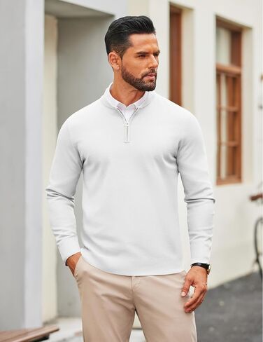 Coofandy Mens Quarter Zip Pullover Slim Fit Sweater Sweater Sweater Lightweight Mock Dick Sendents in Saudi Arabia