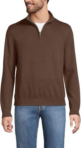 Lands' End Men's Long Sleeve Fine Gauge Cotton Quarter Zip Sweater in Saudi Arabia