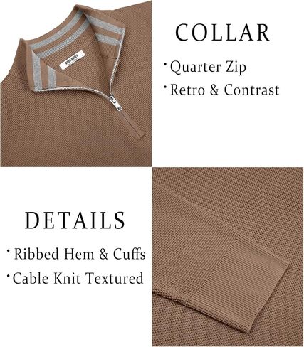 Coofandy Mens Quarter Zip Pullover Slim Fit Slip Sweater Sweater خفيفة الوزن سترة البولو متماسكة in Saudi Arabia