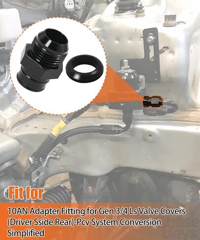 2pcs محول غطاء صمام الألمنيوم 10AN مع grommet ختم متوافق مع محركات GM LS ، الأسود in Saudi Arabia
