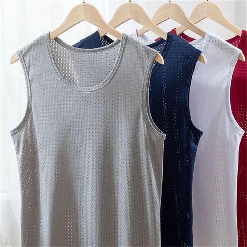 MEN MEN ICE CILK TANK TOPS MANES UNDERSHIRT SHIRTS PROMPHING MALE BODYSHAPER MESH in Saudi Arabia