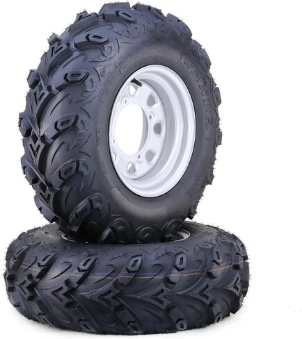 Wanda ATV Tyre & Wheel 26x8R12 26x10R12 6-ply Mud Sling مع 4 Lugs x 156 PCD 4+3 Silver Wheel Set 4 in Saudi Arabia