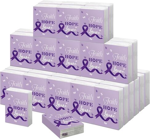 Faccito 50 Pack Breast Cancer Awareness Pocket Tissues Pink Ribbon Tissue Paper Bulk Cancer Awareness Travel Facial Tissue Pocket Tissues for Charity Event Supplies Women Cancer Survivor Gift in Saudi Arabia
