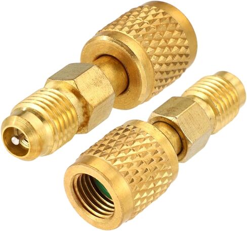 2PCS R32 R454B محول النحاس ، 1/4 "SAE أنثى إلى 1/4" SAE ذكور محول تبريد الخيط العكسي مبرد خسارة منخفض in Saudi Arabia