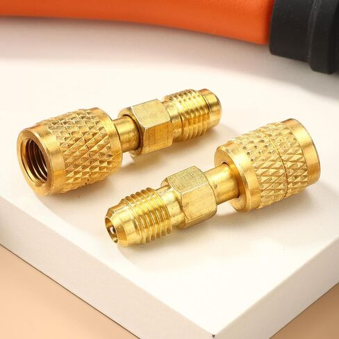 2PCS R32 R454B محول النحاس ، 1/4 "SAE أنثى إلى 1/4" SAE ذكور محول تبريد الخيط العكسي مبرد خسارة منخفض in Saudi Arabia