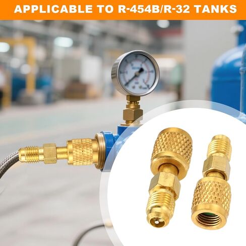 2PCS R32 R454B محول النحاس ، 1/4 "SAE أنثى إلى 1/4" SAE ذكور محول تبريد الخيط العكسي مبرد خسارة منخفض in Saudi Arabia