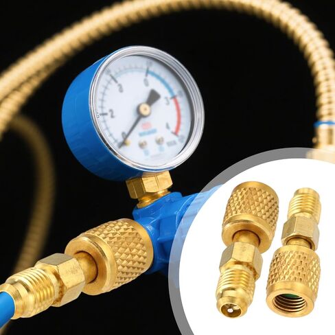 2PCS R32 R454B محول النحاس ، 1/4 "SAE أنثى إلى 1/4" SAE ذكور محول تبريد الخيط العكسي مبرد خسارة منخفض in Saudi Arabia