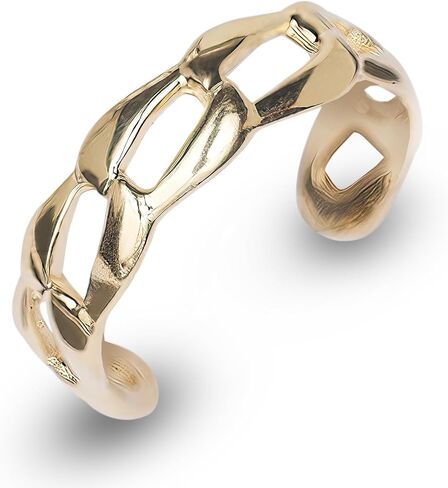 JewelryWeb - Solid 10k Yellow Gold 4mm Flat Curb Link Adjustable Toe Ring - Toe Ring for Woman - Non Tarnish Toe Ring - Solid Gold Toe Ring in Saudi Arabia