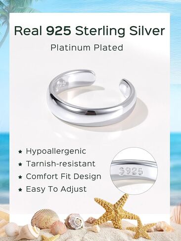 ChicSilver Sterling Silver Toe Rings for Women 14K Gold Plated Toe Rings for Women Open Adjustable Toe Ring for Women Toe Jewelry for Summer Beach in Saudi Arabia