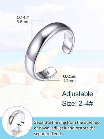 ChicSilver Sterling Silver Toe Rings for Women 14K Gold Plated Toe Rings for Women Open Adjustable Toe Ring for Women Toe Jewelry for Summer Beach in Saudi Arabia